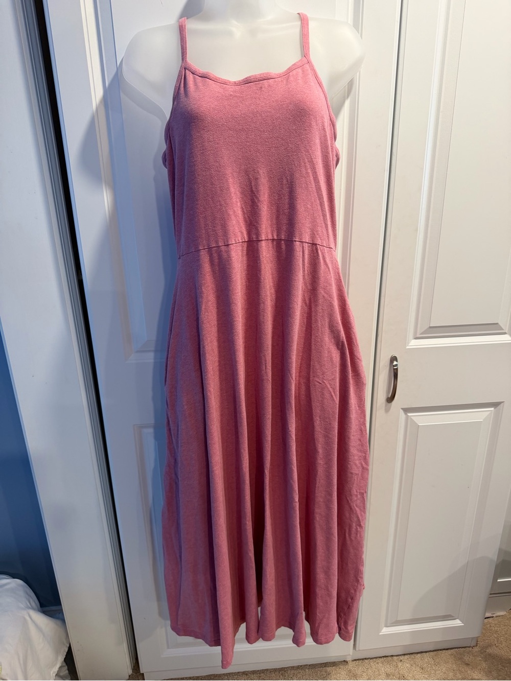 Pact Organic Cotton Fit & Flare Cami Dress in Rose Pink